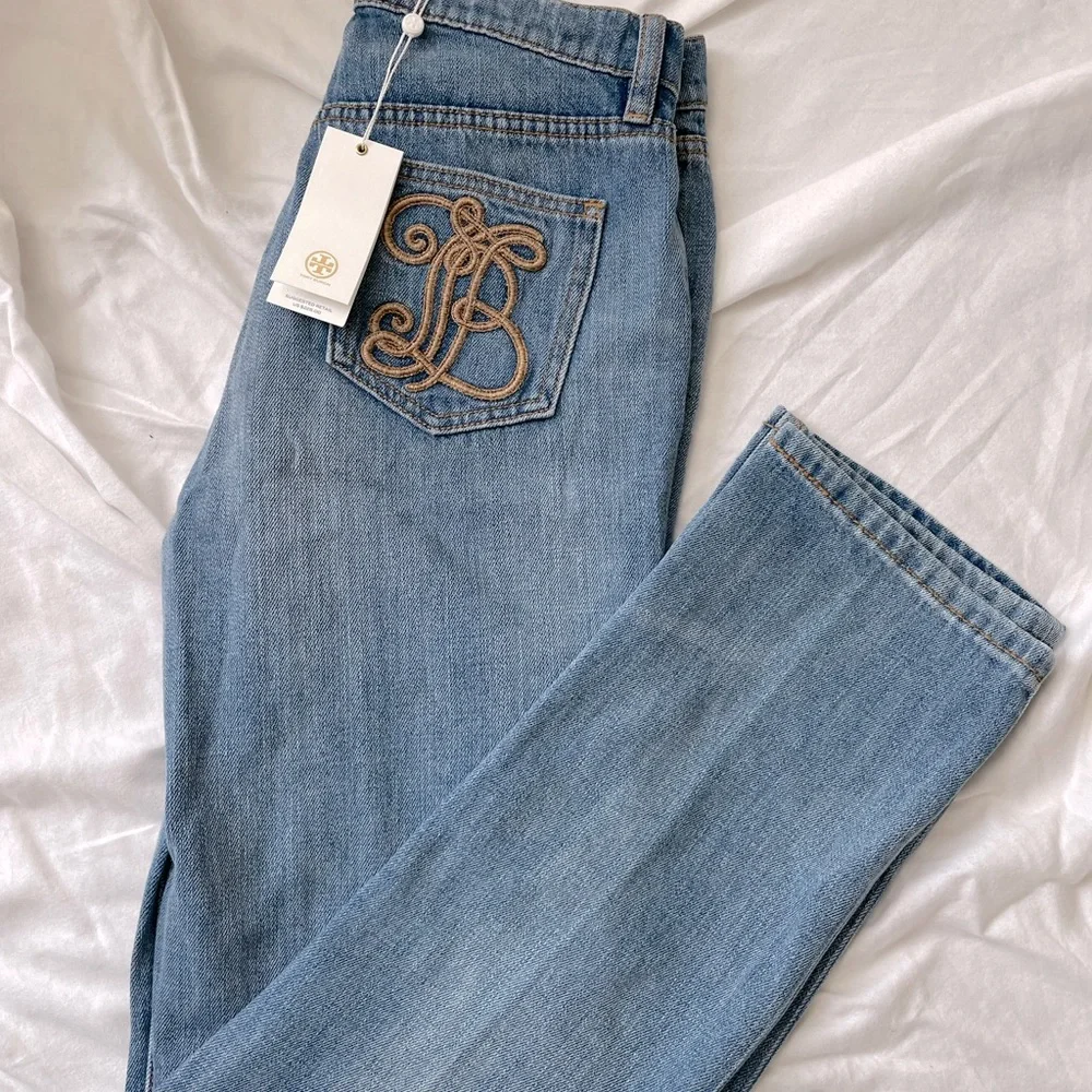 Vintage Tory Burch Straight Leg, Light Wash Jean, Never Worn - Picture 1 of 5